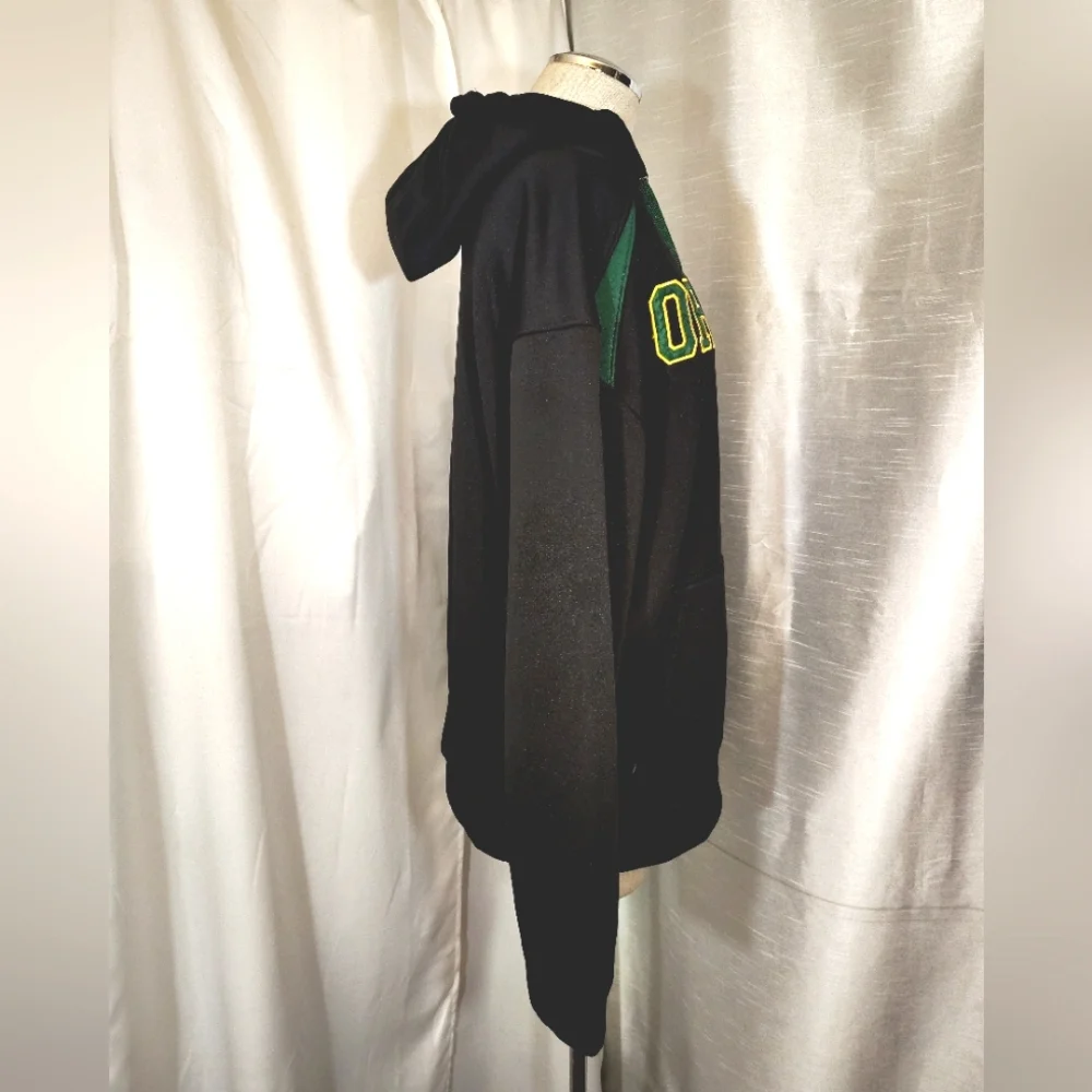 Oregon University Hoodie, C/D Men , Black+Green Satin+Yellow  Logo, Pckts,M - Picture 8 of 11